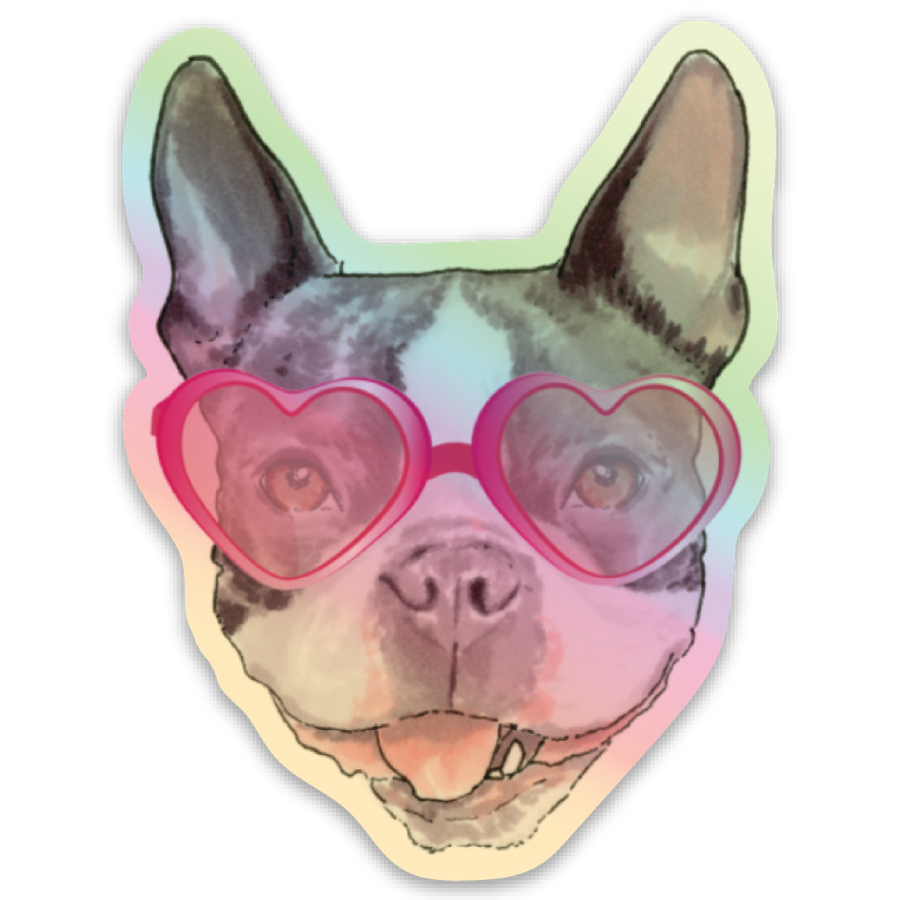 Carter Heart Glasses Sticker (holo)