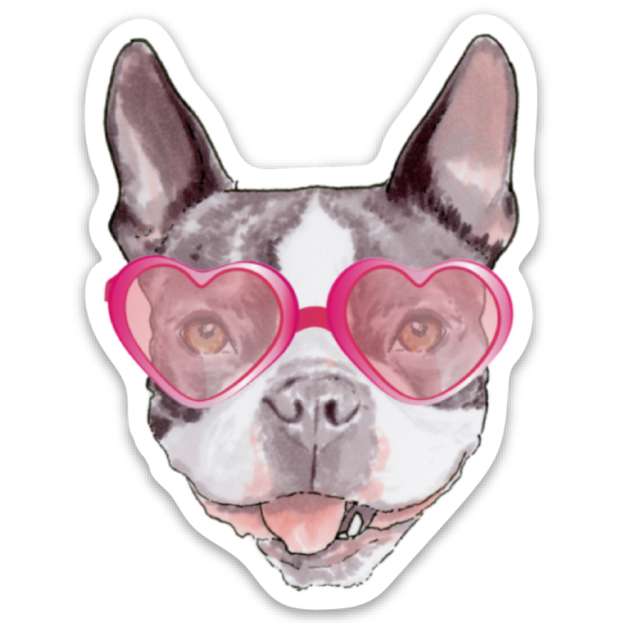 Carter Heart Glasses Sticker (white)